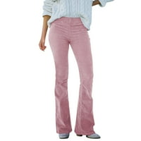 Žene prerade casual pantalone Čvrsto boje visokog struka elegantne modne tanke fit flared duge hlače