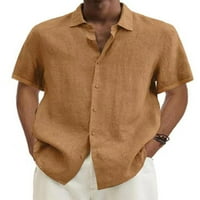 Cindysus muškarci vrhovi majica rezervacije majica kratkih rukava plaža Tee Hawaiian bluza Khaki 4xl