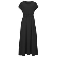 Padort haljina za ženske majice haljine ljetne kratke ruhove casual haljine crne, 2xl