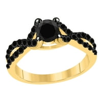 Aonejewelry 10k Žuti zlatni angažman za vjenčani prsten sa CTTW okruglim oblikom crni dijamanti