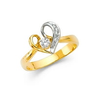 Čvrsta 14k žuta zlatna kubična cirkonija CZ Modna godišnjica prstena 6,5