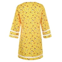 Ženska ljetna casual cvjetna boemska cvjetna haljina s rukavama V-izrez neto pređe za retro haljina