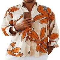 Sanviglor Mens Tops Okrenite majicu ovratnika Revolc izrez Majica Havajska tee Beach Ljetne komice javorov
