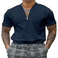Rejlun Men T majice Kratki rukav Ljetni vrhovi Prednji zip Majica Casual Pulover modna bluza na plaži