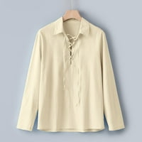 Muški majice s dugim rukavima Ljetna ušteda za čišćenje muške vrećastog pamučnog posteljina čvrstog dugih rukava izvlačenja retro T majica vrhovi bluze