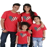 Avamo tata mama dječja labava fit kratkim rukavima Porodična majica Majica Američka zastava Štampani