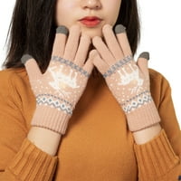 Zimske pletene rukavice dodirnu ekranu tople meke obložene elastične rukavice slatke božićne rukavice - ružičasta