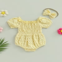 Novorođena dječja dječja rumper set, kratki rukav bez ramena BodySuit s ljetnom odjećom za glavu
