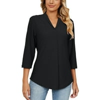 Oalirro bluze i majice s gumbom Žene Bluze i vrhovi modni ženski V- izrez čvrste boje tri četvrtine