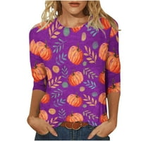 Rukav Halloween Top, Halloween T majice za žene na vrhu pada na vrhu i bluze trendy bundeve print casual