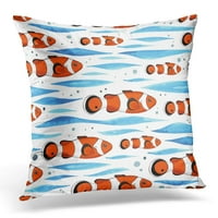 Plavi akva uzorak sa smiješnim ribama valovi i mjehurići Svi objekt izrađeni u crvenom akvarijskom jastuku