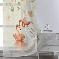 Beiwei 1-pair džep za zavjese prozor zavjesa Flamingo Voile Prozor Drape Top Sheer Curking Valance za