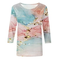 Majice za rukav za žene Proljetne vrhove Dressy Casual Ljetne bluze Teen Girls Print Crewneck Thirts