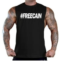 Muški #freecain v Crna tanka majica dubokih reza