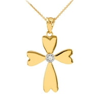 Zlatni pasijans Diamond Cross Privjesak ogrlica: 10k privjesak sa lancem od 22