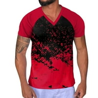 Košulje za muškarce Sportski kolorblok Sažetak Raglan rukavi Pulover V izrez kratki rukav majica crvena