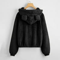 Ženski jakni kaputi jesen i zimski rukav rukav od poliestera modne jakne crna XL