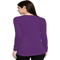Eloria Womenska majica okrugli izrez Čvrsta boja obična majica pune rukave Boja: ljubičasta