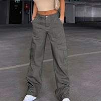 Jyeity razni stilovi i otisci, proljetna boja na radnoj odjeći džepne hlače teretane za žene siva veličina
