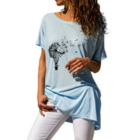 SunhillsGrace majice za žene Ljeto novo cvjetno tiskovina bez rukava s kratkim rukavima s kratkim rukavima,