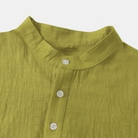 Amidoa Muška pamučna posteljina Henley majica Casual Moderan gumb s kratkim rukavima dolje T majice