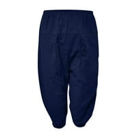 Xiuh Capri pantalone za ženske hlače sa čvrstim bojama pamučne i posteljine teretane hlače za žene bager