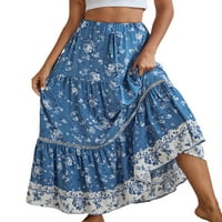 Leuncero Women Vintage Ljetne suknje Ležerne prilike Cvjetno print Maxi suknja Losokak Skirt Skirt