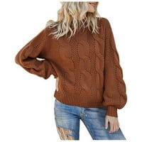 Zimski pad džempera za žene pulover džemper od pune boje kabela pola kornjača dugih rukava