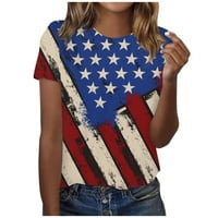 SKSLOEEg Womens Bluzes Elegantna američka zastava tiskani pulover vrhovi za žene Raglan dukserica s