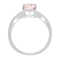 1. CT sjajan zračenje simulirani ružičasti dijamant 14k bijeli zlatni pasijans prsten sz 9