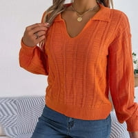 Ženske zbojene čišćenja pulover džemperi modni pulover s dugim rukavima V-izrez bluza s majicom pletiva