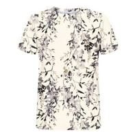 Ženski vrhovi Boho cvjetni print T majice okrugli vrat kratkih rukava Tunika TEES Ljeto mekana ležerna