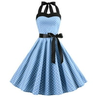RBAOFUJIE casual haljina moda Žene Line Flare Vintage haljina Halter Bowknot Prom Swing kratki rukav