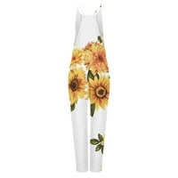 Jumpsuits za žene labave cvjetne kombinezone bez rukava elegantne široke noge Summer Summer Pleated