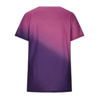 Majice u Inleife za zagled za žene Casual Gradijent Tiskanje Ženska majica Okrugli vrat Modne kratke
