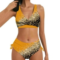 Ženski kupaći kostimi Leopard tiskani tiskani bez rukava Bikini Push up Vintage kupaći kostimi Postavite