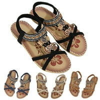 Lizyue cvjetni print šuplji sandale ravne potpetice boemijske rivestone perle protiv skida sandalama