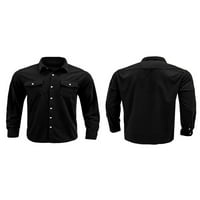 Men Button Up Corduroy košulje Čvrsta boja Casual Jakna s dugim rukavima sa džepom Spring odjeća za