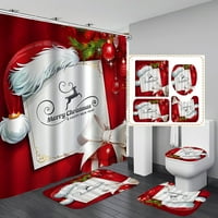 Božićne zavjese za zavjese s neklizanim prostircima toaletni poklopac poklopca za kadu, božićni pokloni