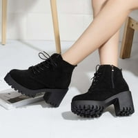 Fall ponuda Juebong ženske zimske čizme Chunky visoke potpetice kratke čizme okrugle cipele sa zatvaračem