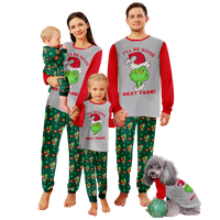 Podudaranje obiteljske božićne pidžame Set Green Santa crtani tiskani Veličine djece-ljubimce za kućne