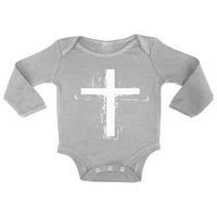 Newkward Styles Cross Bodysuit Isus dugi rukav za dugi rukav za novorođene djecu Christian Cross odjeću