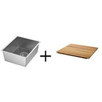Ikea sudoper, nehrđajući čelik, daska za sjeckanje, hrast, ploča za sjecanje Norrsjön, Hrast