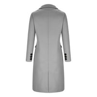 Ženski casual dugačak kaput vrhunska kaput sa čvrstim bojama kaput dugih rukava, siva