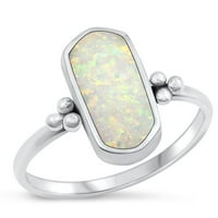 Vaša boja bijeli simulirani opal prsten. Sterling Silver Koktel bend CZ Ženski veličine 10