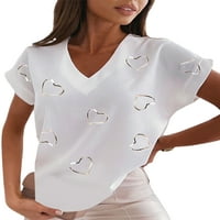 Sanviglor Women majica V izrez Majica Kratki rukav Tee Laove Ljetni vrhovi Loungewear Tunička bluza