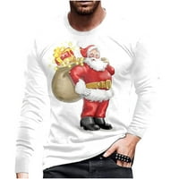 Muške božićne mashirts opušteno fit smiješno Santa Claus Digital Print Crewneck Dugi rukav majica za