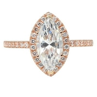 2. CT Marquise Clear Clear Simulirani dijamant 14k Gold Gold Anniverment Angagement Halo prsten veličine