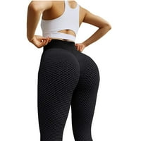 Tajice za žene Tummy Control Womens Stretch Yoga Tajice Fitness Trčanje Teretana Sportska dužina Aktivne hlače Black XS