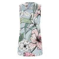 HHEI_K T majice za ženske modne ležerne prilike sažeto cvjetni print tiskani rezervoar bez rukava